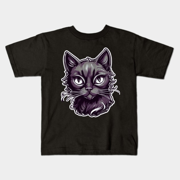 Black cat Aesthetic Artwork illustration Kids T-Shirt by Tanguarts